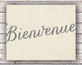 Bienvenue Printable Art Print Instant Digital Download Typography Art Print French Quote Art Print France Francophile Home Decor Wall Art