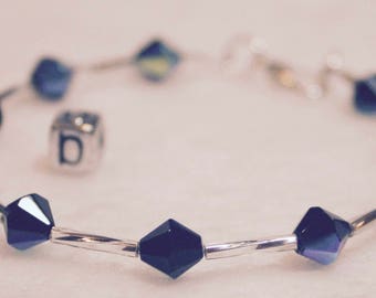 Aurora Borealis Bracelet With Sterling Silver Plate Tube Beads