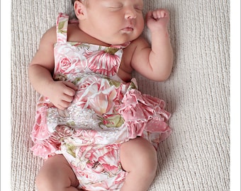 Baby Pattern PDF, Ruffled Baby Romper, Bubble Romper Pattern - boy or girl newborn - 24 months, baby sewing pattern