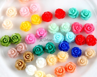 New 22colors 7mm Beautiful Mix Colorful Flower Resin Cabochon - (CAB-EQ -MIXSS)