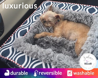 Plush Dog Bed | Luxury Dog Bed with Ultra Soft Blanket | Choose Your Fabrics & Size