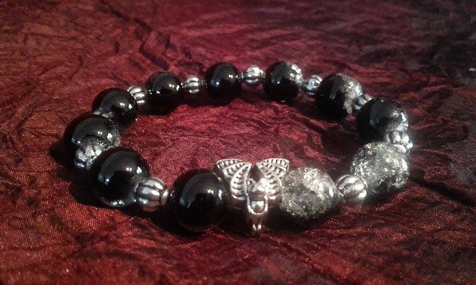 Vampire Bat Bracelet - gothic beads