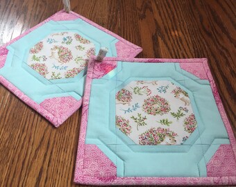 Flowered Hedgehogs Potholders