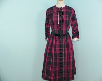 1950s L'Aiglon Plaid Dress / 50s Teacher Dress / 50's Plaid Dress