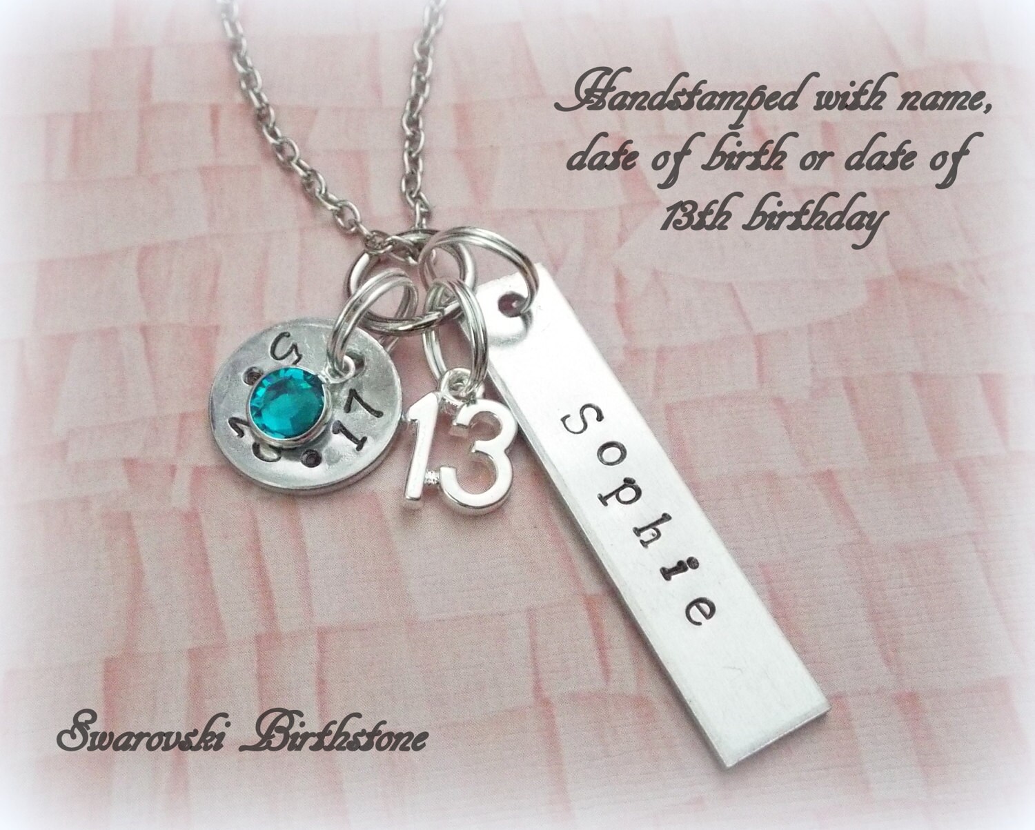 Handstamped 13th Birthday Gift Gift for 13 Year Old