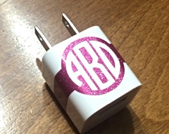 Custom Charger Decal- Personalized Monogram Block Sticker