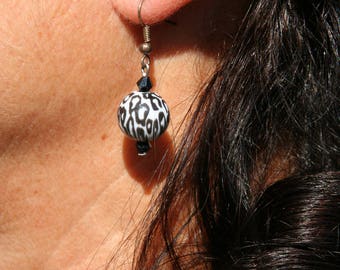 Black and white leopard earrings