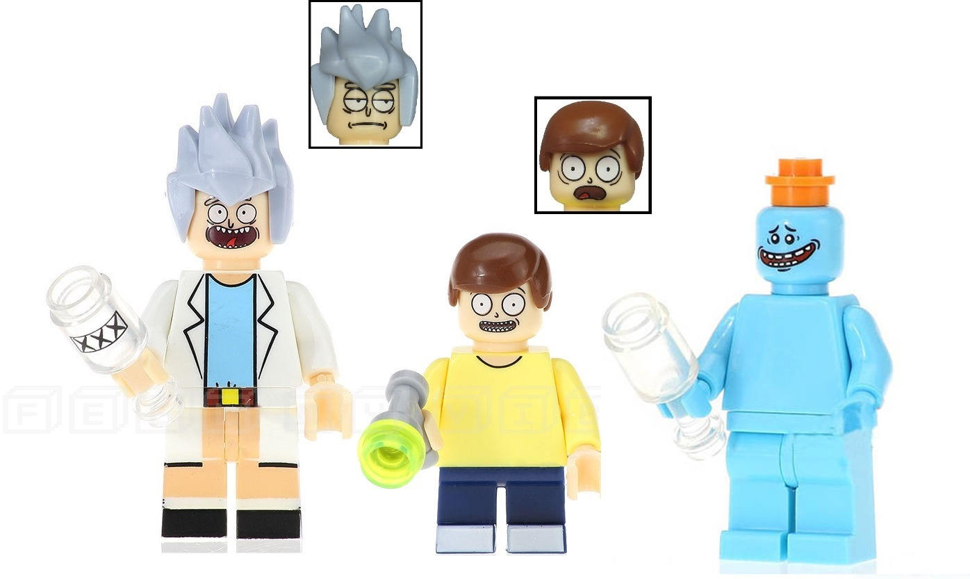 Rick and Morty w/ Mr Meeseeks Lego Inspired Custom Minifigures