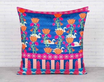 White swan lotus pond pillow cover