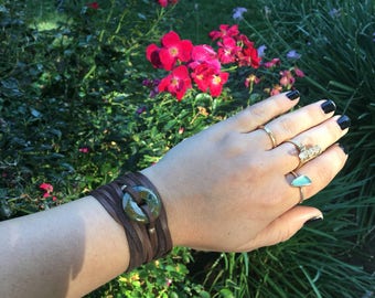 Turquoise and Deerskin Leather Wrap