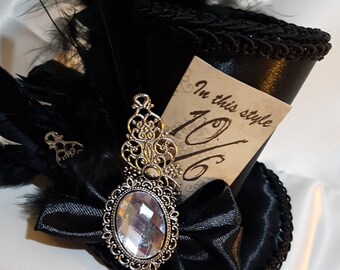 Mad hatter mini top hat black, Alice in wonderland, tea party