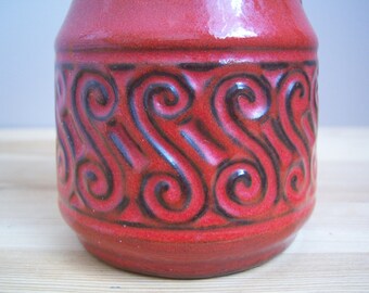 W. Germany Red Ceramic Vase.