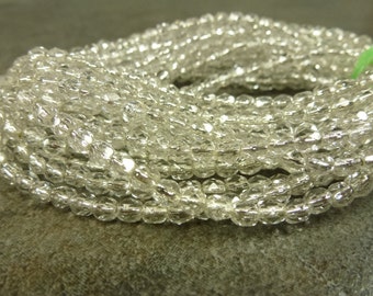 Silver Lined Crystal Czech Glass Firepolish Beads 4mm Faceted Glass 50pc