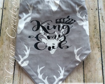 Baby bandana bibs, King of my crib, toddler bandana bib, baby boy bibs, baby girl bibs, baby shower gift, infant bibs