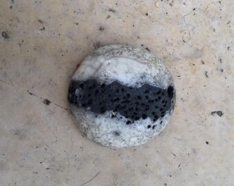 black and white raku ceramic pendant