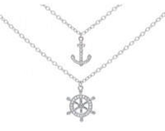 Rhodium plated Sterling Silver Mulit Stand Nautical Necklace