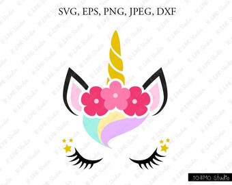 Unicorn SVG, Unicorn head Svg, Unicorn Clip Art, Unicorn Face SVG, Cute Unicorn SVG, Cricut, Silhouette Cut File Chevrons