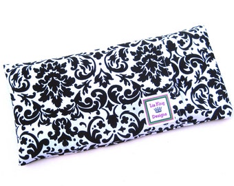 Heating Pad (Microwavable)- DAMASK, Heat Therapy, Cold Pack, Aromatherapy, Removable Cover, Black and White, Doula, menstrual Cramps