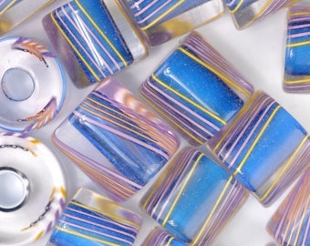 Blue Morning, Blue Day David Christensen Furnace Glass Beads (178)