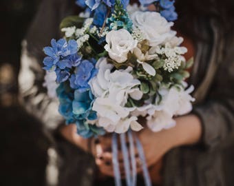 Beautiful bridal bouquet, spring bouquet, blue wedding bouquet, summer wedding bouquet, boho bridal bouquet