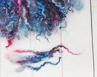 Hand Dyed Separated Wensleydale Lamb Locks - 5-8" - Art Fiber - Blueberries - 1.2 ounces