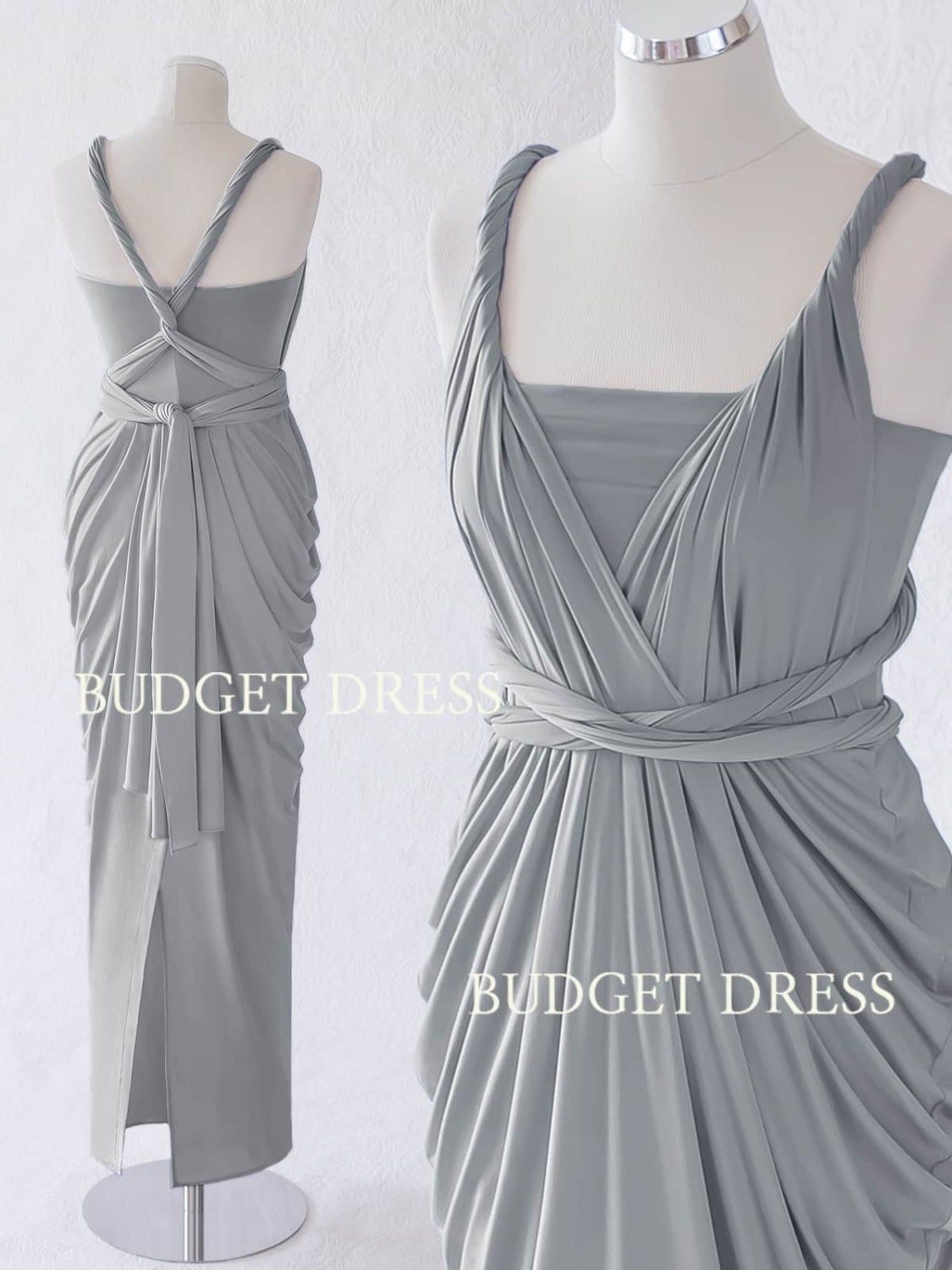 Light Ash Grey Convertible Dress Mix And Match Bridesmaid