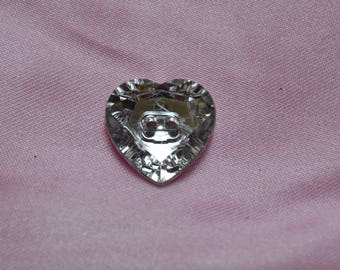 button Heart Rhinestone 20mm