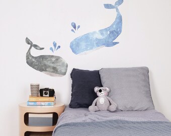 Fabric Wall Decal - Whales (reusable) NO PVC