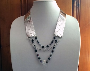 Leather + Swarovski Crystal Beads Necklace III.
