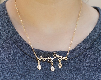 Dainty Gold Silver Rose Family Tree Charm Personalized Necklace Personalized Dainty Personalized Jewelry Personalized gift for Women