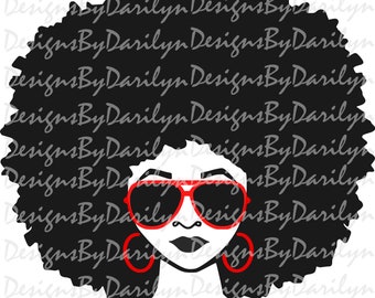 Afro lady with shades SVG/DXF/PDF