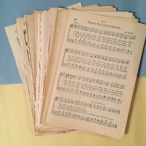 Antique Vintage Hymnal Sheet Music Loose Pages, Mixed Lot 25 or 50 pages, Ephemera