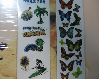 4 Packages Brand New Glitter Rub Ons The Beach Butterflies Hearts Fun
