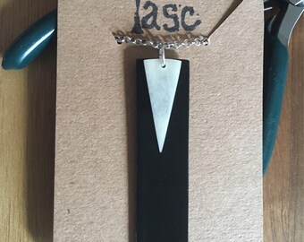Bone and Vinyl Retro Geometric Necklace Handmade