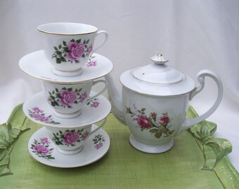 Pink Roses Teacup and Saucer
