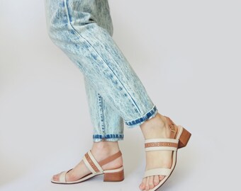 Womens sandals, Leather Sandals, Block sandals, Brown sandals, White summer sandals, Brown shoes, Heel sandal, Studs sandal, Evening sandals