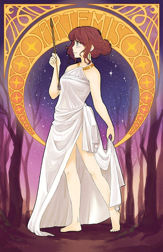 Artemis Greek Goddess greek mythology art nouveau poster