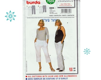 burda 7669 Women's Pants and Crop Pants Sewing Pattern for Women UNCUT SIZES 18 TO 34