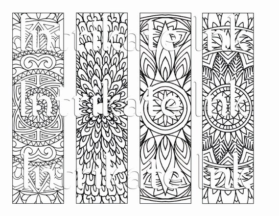 4 mandala colouring bookmarks set 3 instant download