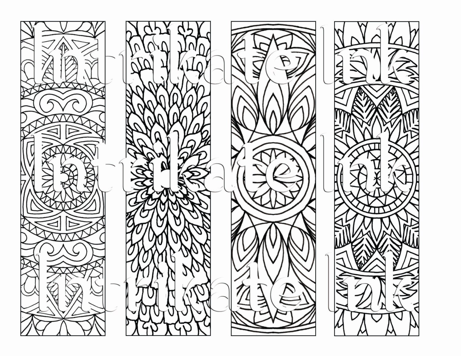 4 mandala colouring bookmarks set 3 instant download