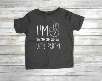 I'm TWO Let's PARTY - Birthday Shirt- Second Birthday- Hipster T-Shirt- 2nd Birthday- Im This Many- Birthday- Arrows- 2nd Birthday Tee