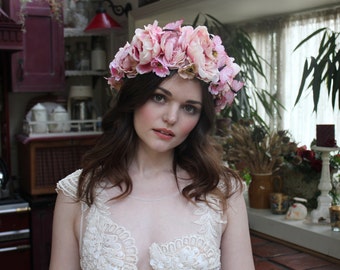 Luxe pastel butterfly flower crown, flower garland, Lana Del Ray, Wedding headpiece, nature inspired, vintage inspired, rustic rose, love.