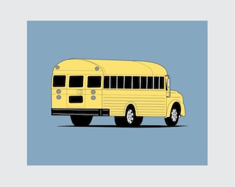 School Bus Art Print, 8x10 PRINTABLE, Instant Download, Digital