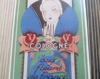 Art Deco Postcard/Perfume Postcard/1970s postcards/small postcard/postcard