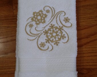 Swirly Snowflakes Bath Hand Towel