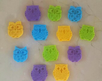 set of 12 owls owls felt 3 x 2.5 cm thickness: 3 mm