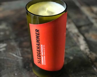 Cranberry Scented Soy Candle, Upcycled/Recycled Wine Bottle, Wine Bottle Candle, Sledgehammer, Cabernet Sauvignon