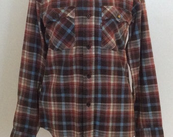Levi Strauss Mens S Vintage White Label Brown Check Flannel Western Shirt