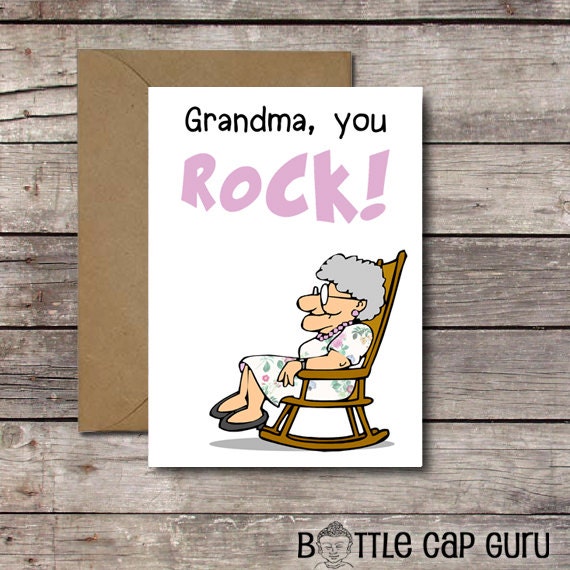 grandma you rock funny printable birthday card for