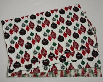 Christmas Placemats, Holiday Placemats, Christmas Table Linens, Holiday Table Decor, Christmas Decor, Reversible Placemats, Xmas Placemats
